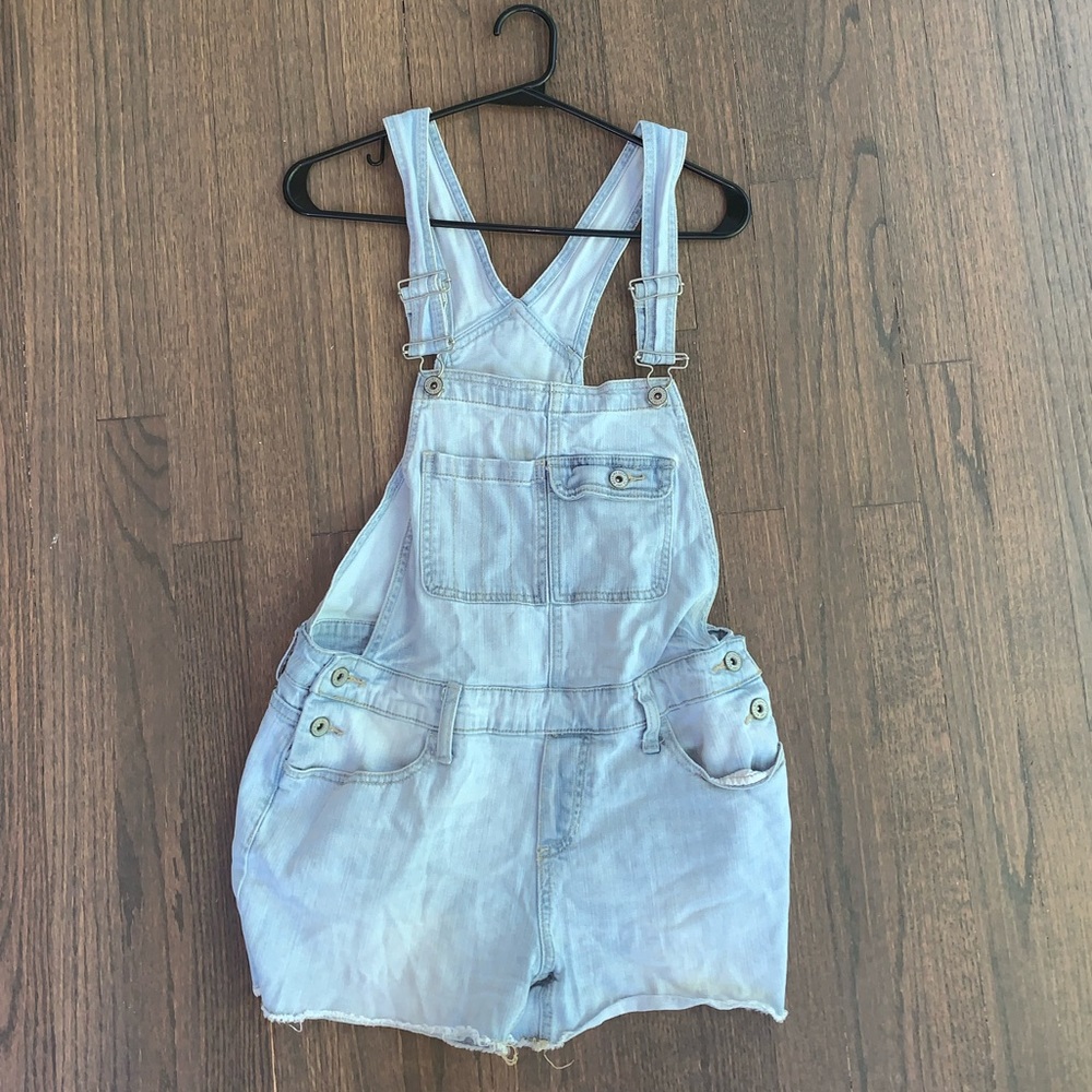 Light Wash Overalls Shorts